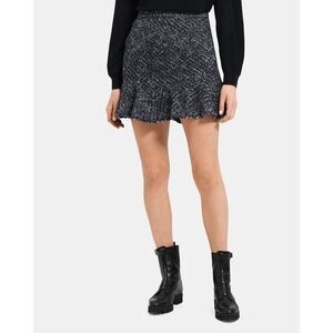 Theory Women's Diagonal Wool-Blend Tweed Mini Skirt - Blue Multi 2